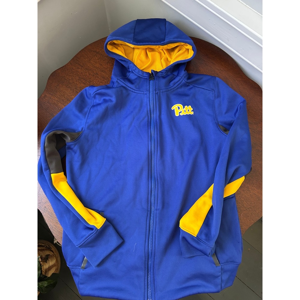 Colosseum Pitt Pittsburgh Panthers Youth Full Zip Hoodie Blue Gold Fleece L/XL